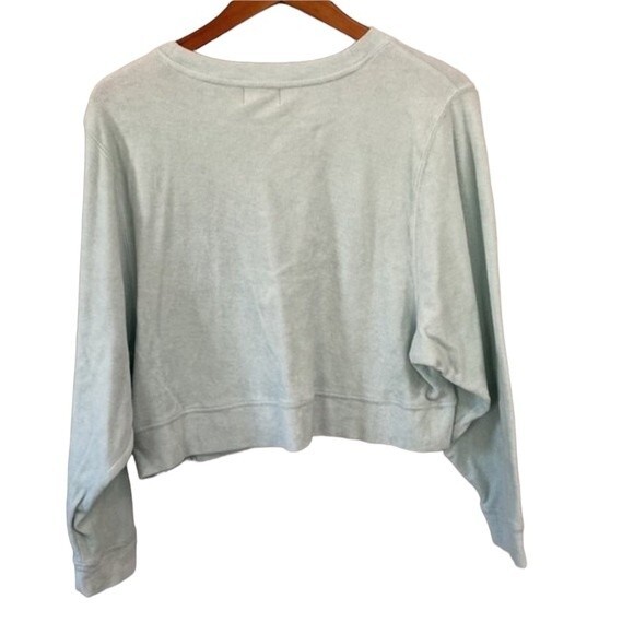 Gap Love by Gap Terry Long Sleeve Cropped Top Mint Green Long Sleeve Crew Neck - Picture 3 of 12